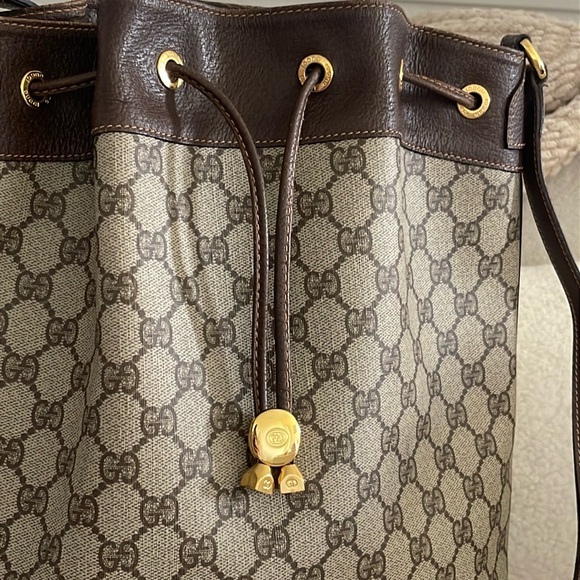 🔥EUC Gucci Brown and Cream Shoulder Bag with Monogram Pattern - Picture 8 of 10